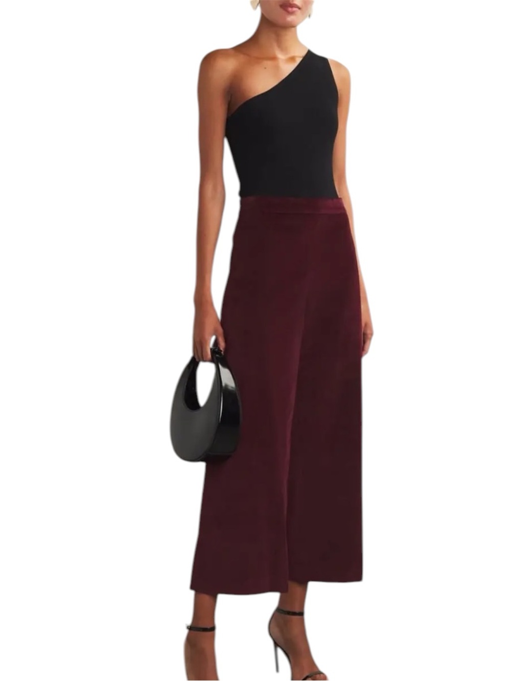FRAME Velvet Cropped Wide-Leg Pant Size M in Wine Burgundy High Rise Fall Color